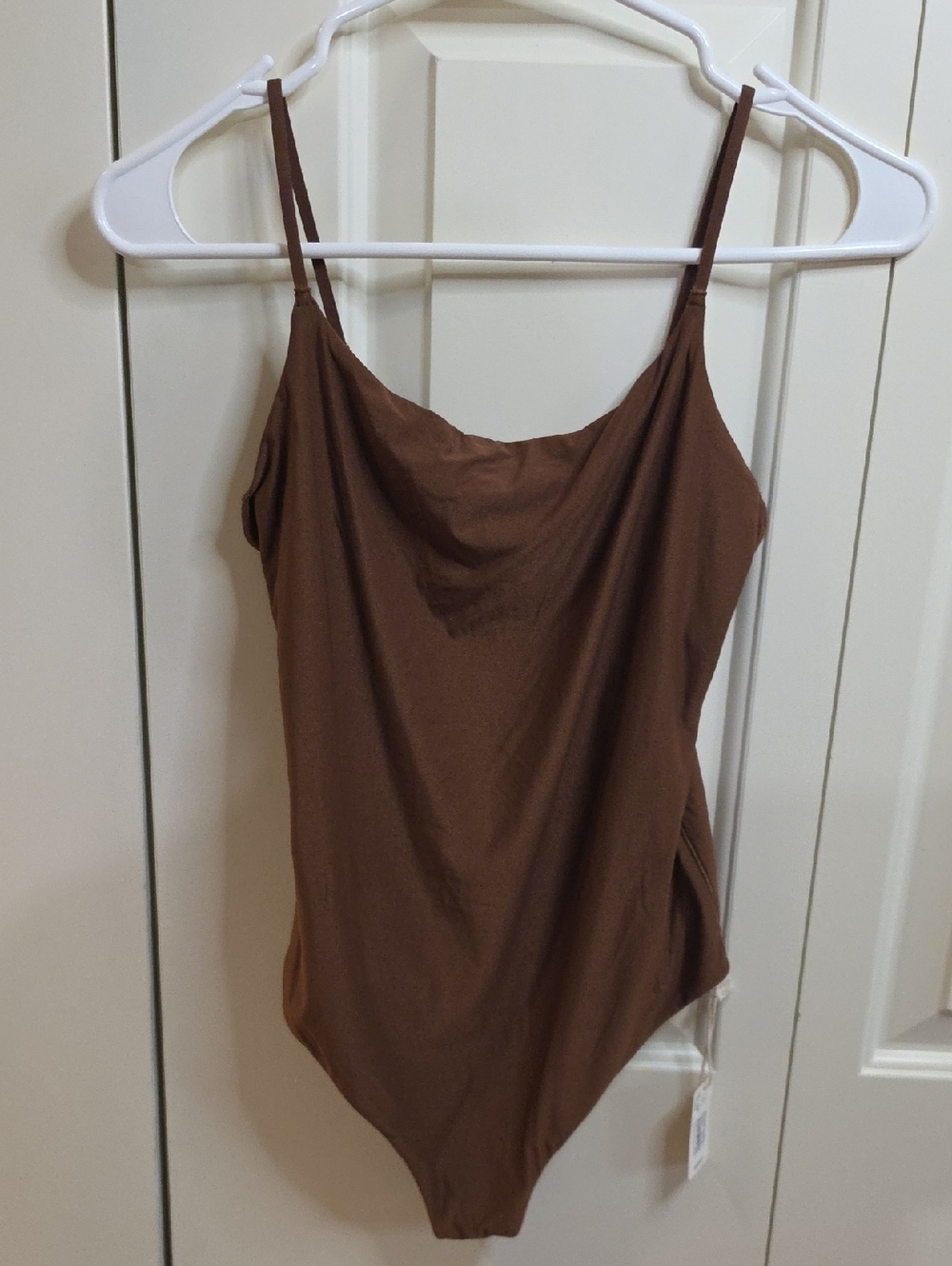 aerie Brown Scoop Neck Spaghetti-Strap Bodysuit